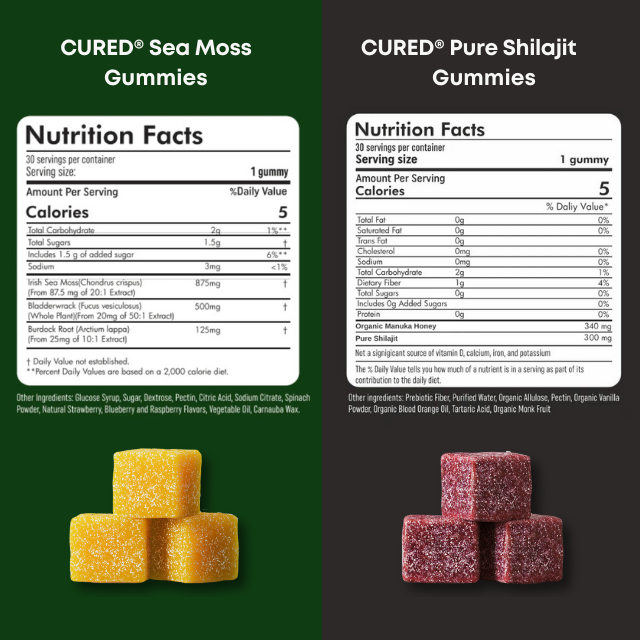 CURED® Shilajit & Sea Moss Gummies (Testosterone Booster)